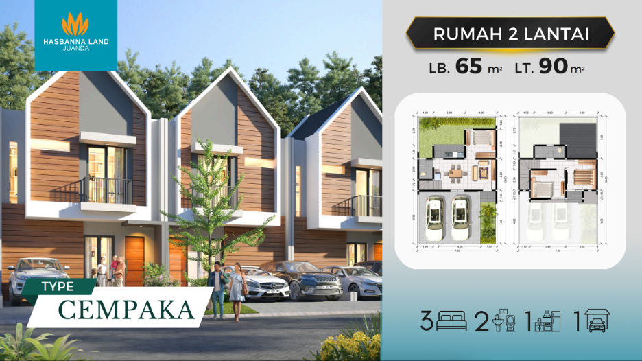 Rumah tipe 65 dengan luas tanah 90
