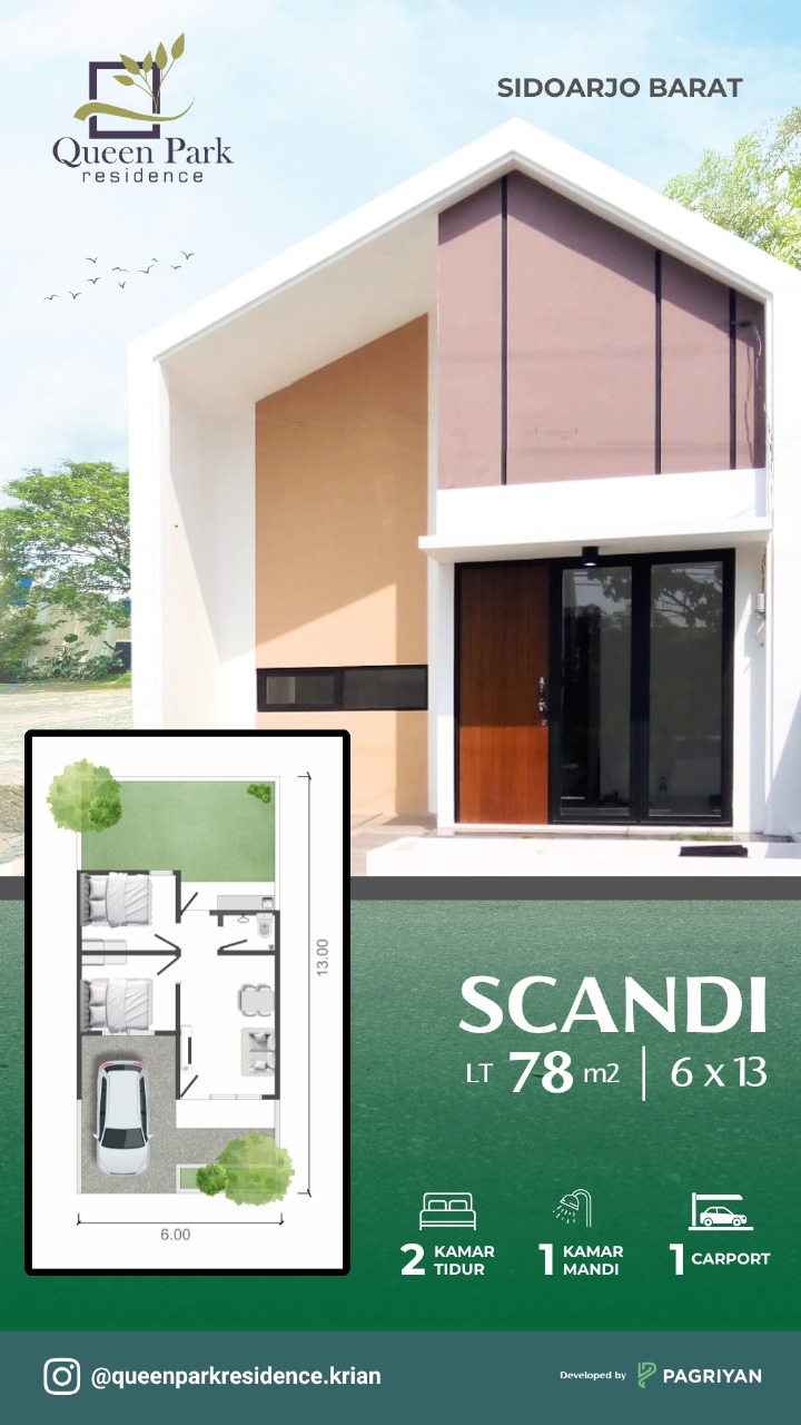 Rumah tipe 36 dengan luas tanah 78